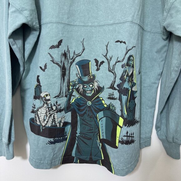 Disney Parks Haunted Mansion Hat box Ghost Spirit Jersey Adult Sz M Glow in Dark - Picture 7 of 8